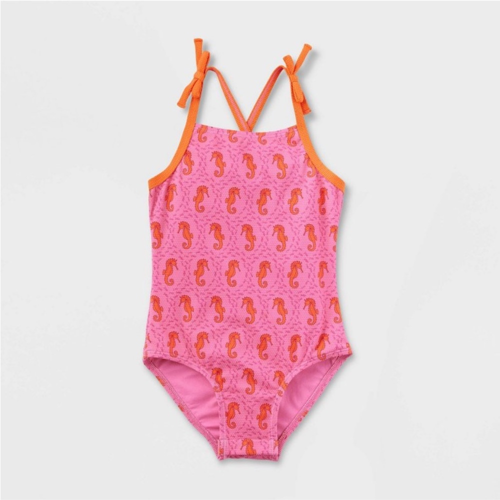 New Roller Rabbit x Target Toddler Girls Seahorse Tie-Shoulder Swimsuit
